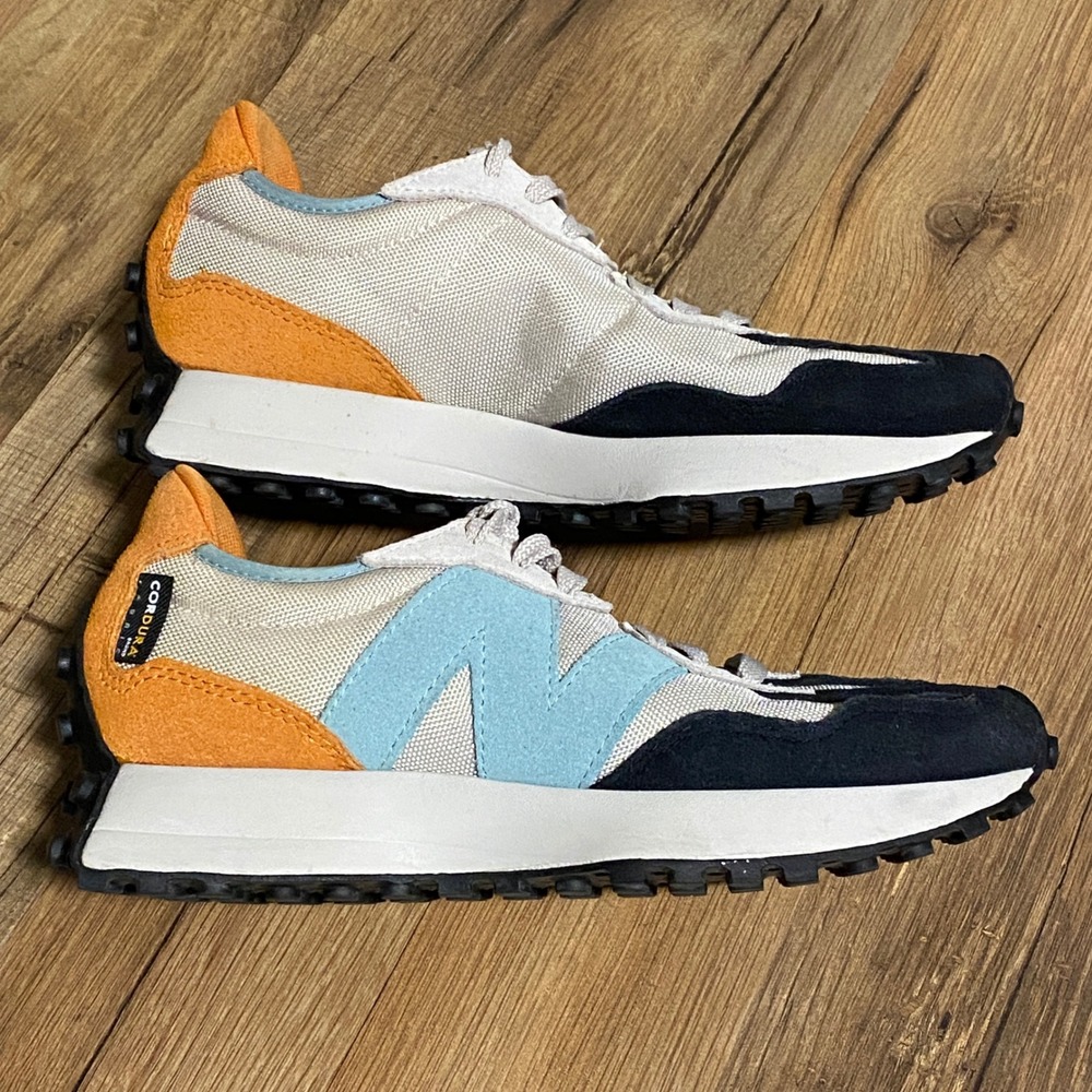 New Balance 327 Incense Blue Orange Cordura Suede Sneakers Mens 5.5 Woman's 7 - Picture 6 of 9